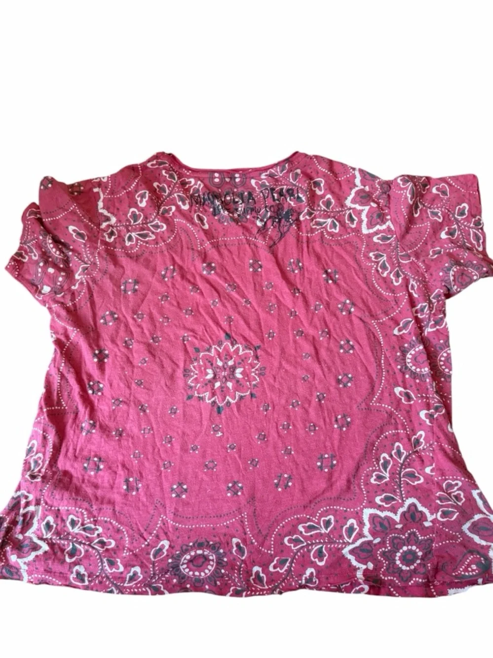 Magnolia Pearl Pink Bandana Print Cotton Top | Boho Oversized Tunic Festival NWT - Picture 4 of 6